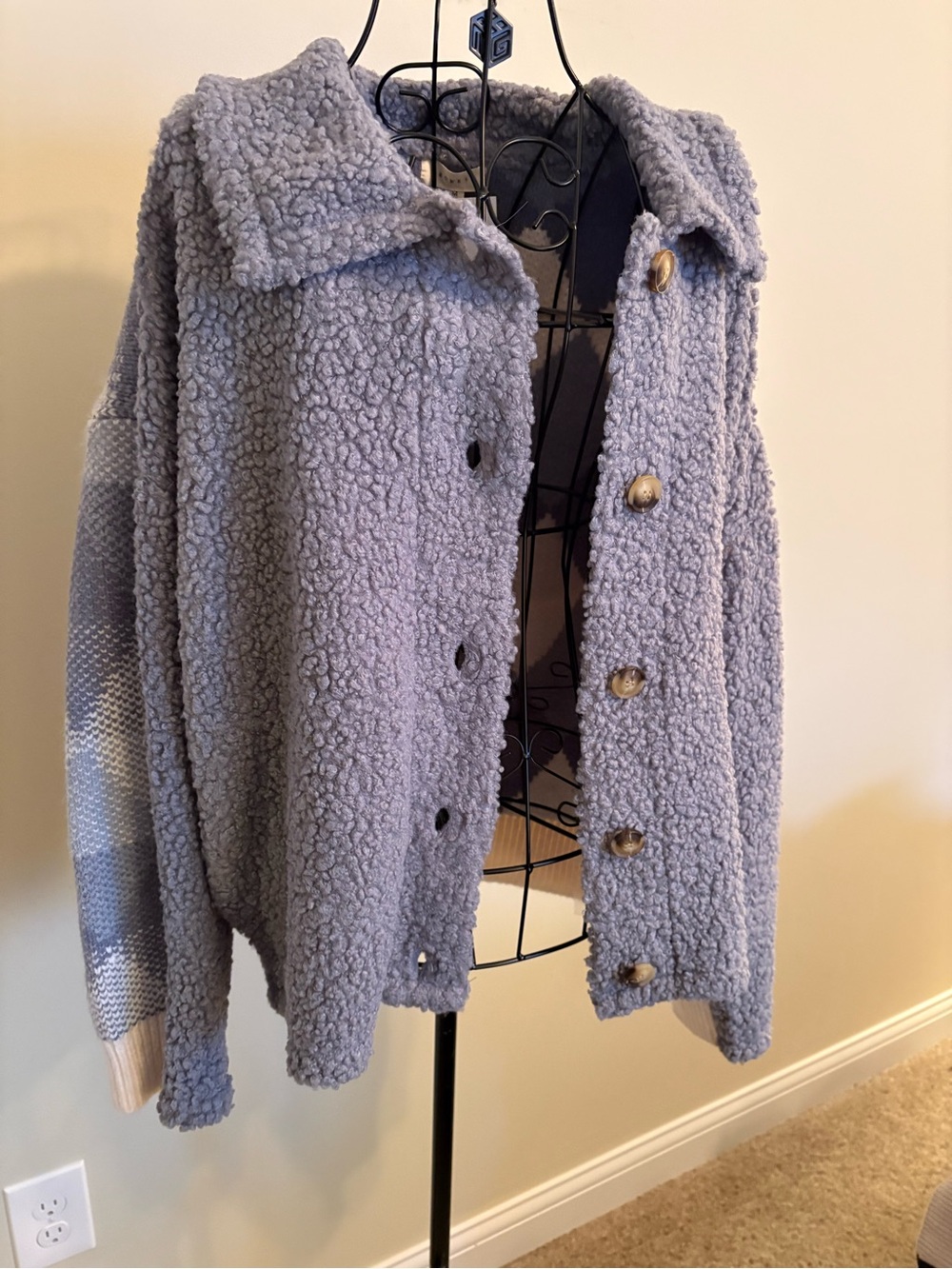 Promesa Grey Teddy Button Cardigan